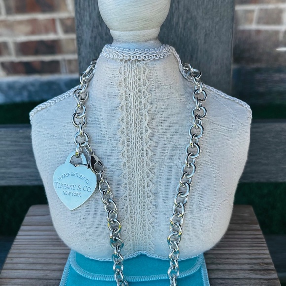 EXTRA LONG Tiffany & Co XL Heart Tag Necklace in Silver, 20" - Picture 2 of 6